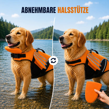 Schwimmweste Hund mit Kinnauflage |Sicherer Auftrieb & Verstellbar