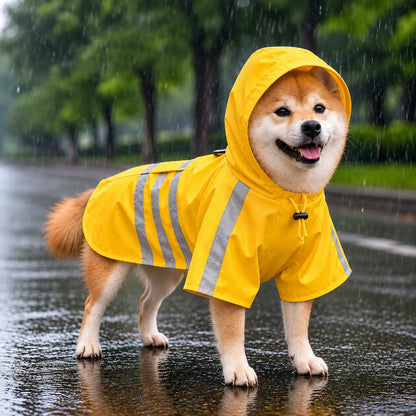 Hunde Regenmantel Wasserdicht | Reflektierende Regenjacke mit Kapuze