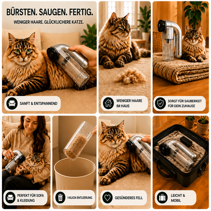 Katzenbürste mit Saugfunktion | Sanfte Fellpflege & Sauberkeit