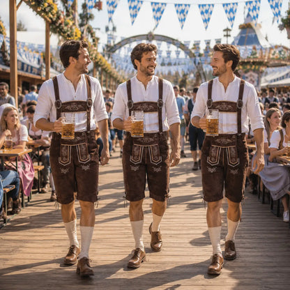 Oktoberfest Lederhose Herren mit Hosenträgern | Trachtenkostüm