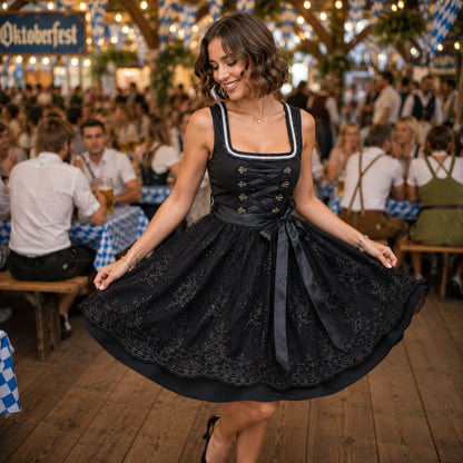 Schwarzes Dirndl Damen | Elegante Tracht für Oktoberfest & Feste