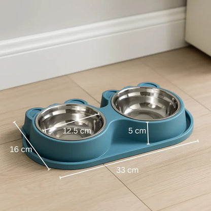 Set double de gamelles pour chat avec réservoir d'eau | Antidérapant & hygiénique