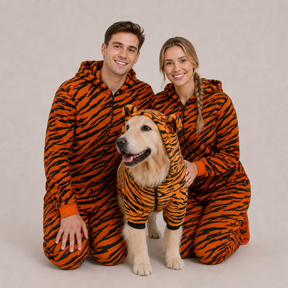 Tiger Partnerlook | Onesie & Hundemantel für Mensch und Hund