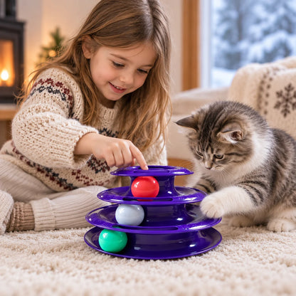 Katzenspielzeug Interaktiv | 3-stufiges Ballspielzeug für Katzen