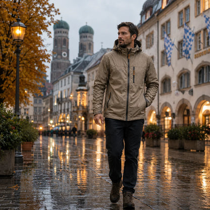 Herren Regenjacke Wasserdicht mit Kapuze  | Winddichte Outdoorjacke