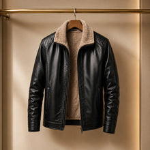 Herren Lederjacke Vintage mit Fleece | Warme PU Winterjacke