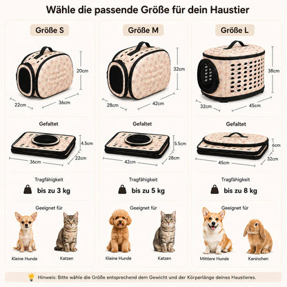 Transporttasche für Katzen & Kleine Hunde | Faltbar & Stabil