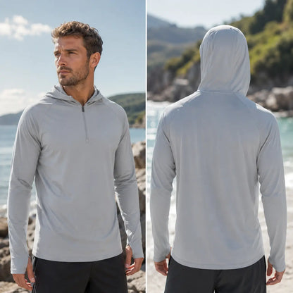 Herren UV-Schutz Langarmshirt UPF 50+ |Atmungsaktiv mit Kapuze