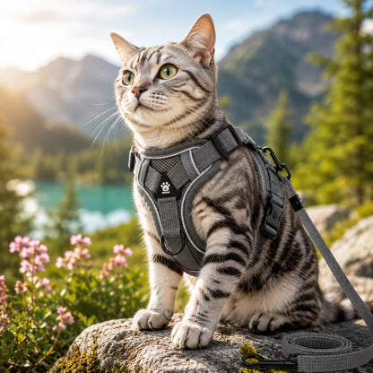 Katzengeschirr mit Leine | Reflektierend & Ausbruchsicher, Verstellbar
