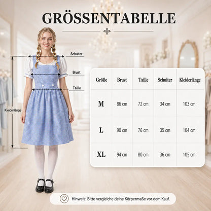 Dirndl Damen Blau Kariert Oktoberfest Kostüm mit Haarband