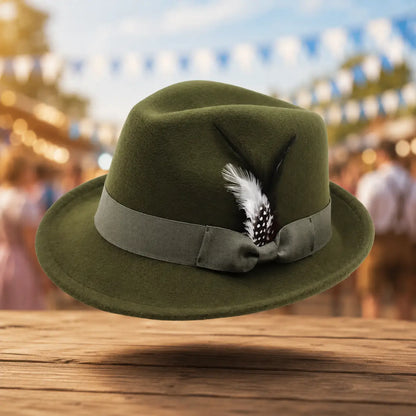 Oktoberfest Hut aus Filz für Damen & Herren mit Feder