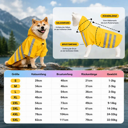 Hunde Regenmantel Wasserdicht | Reflektierende Regenjacke mit Kapuze