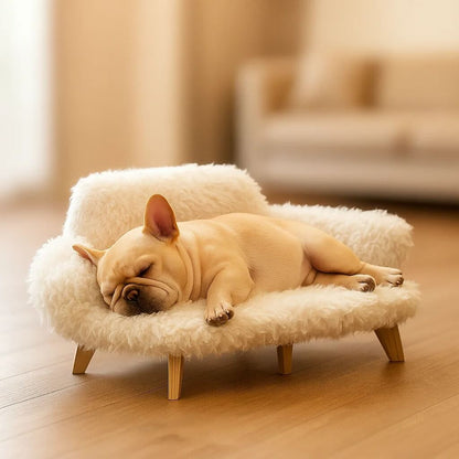 Kuscheliges Hundesofa | mit Plüsch & Holzfüßen, Warm & stilvoll