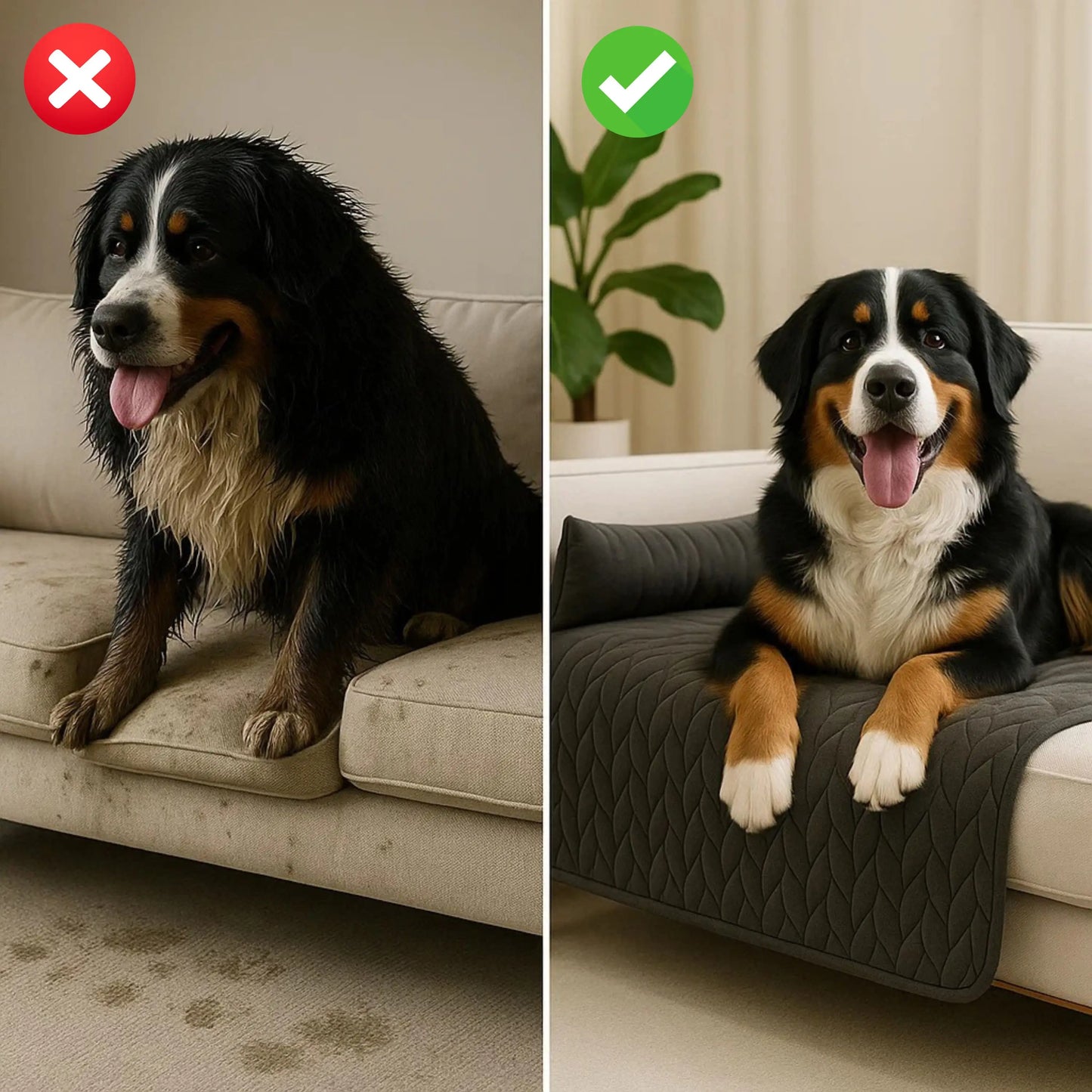 Hundebett mit Sofabezug | wasserfest & waschbar mit gemütlichem Rand