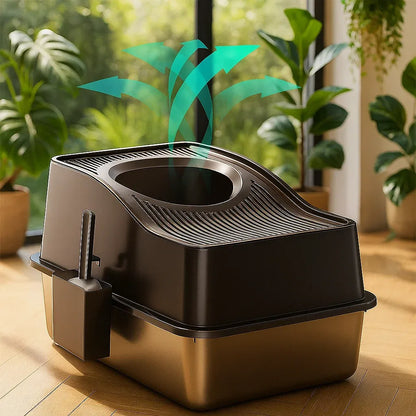 Stainless Steel Cat Litter Box with Lid | Closed & Hygienic Toilet