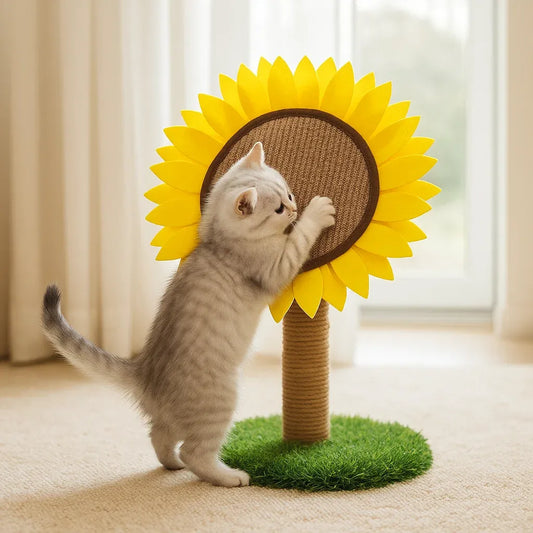 Katzen Kratzbaum Sonnenblume aus Sisal | Spielplatz & Möbelschutz