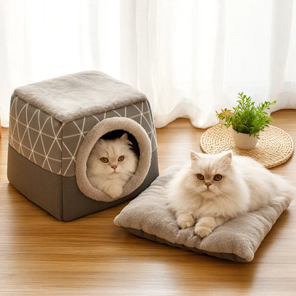 Katzenhöhle & Katzenbett 2-in-1 | Weiches Kuschelbett für Katzen