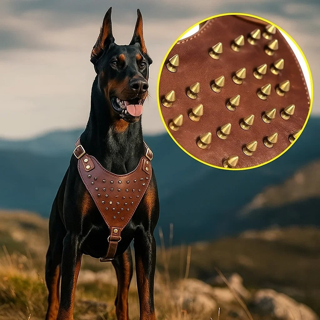 Leder Hundegeschirr | Verstellbares Spiked Geschirr für Hunde