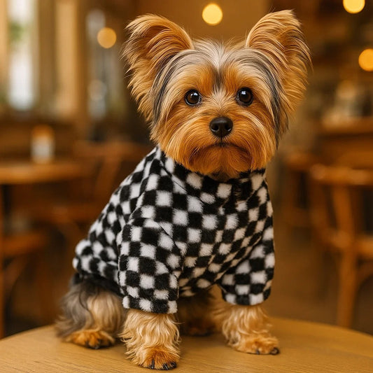 Hundemantel Schwarz Weiß | elegant, warm & stilvoll für Hunde