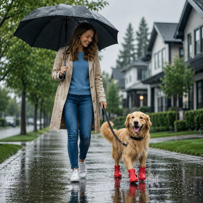 Wasserdichte Hundeschuhe 4er-Set | Rutschfeste Gummistiefel für Hunde