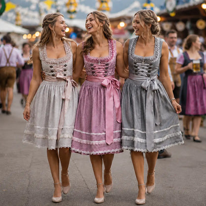 Oktoberfest Dirndl Damen Trachtenkleid 2-teilig mit Schürze