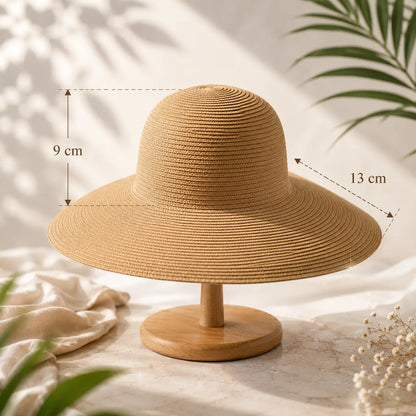 Damen Sonnenhut mit Breiter Krempe | Eleganter Sommer Strothut UV-Schutz
