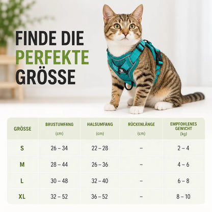 Katzengeschirr mit Leine | Reflektierend & Ausbruchsicher, Verstellbar