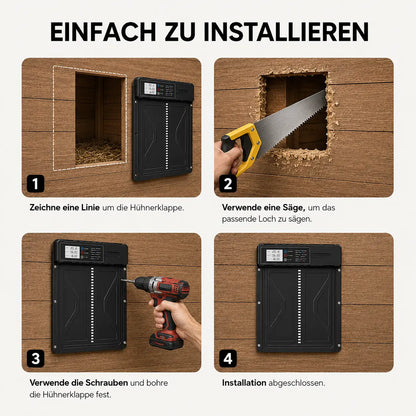 Automatische Hühnerklappe Solar | LCD & Licht-Sensor mit Fernbedienung