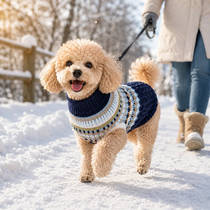 Hundepullover Vintage | Warmer Strickpullover für kleine Hunde
