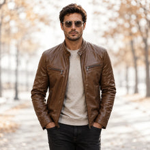 Vintage Herren Motorrad Lederjacke aus Leder | Slim Fit Winterjacke