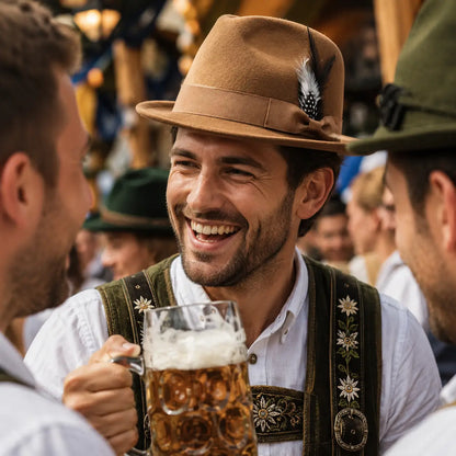 Oktoberfest Hut aus Filz für Damen & Herren mit Feder