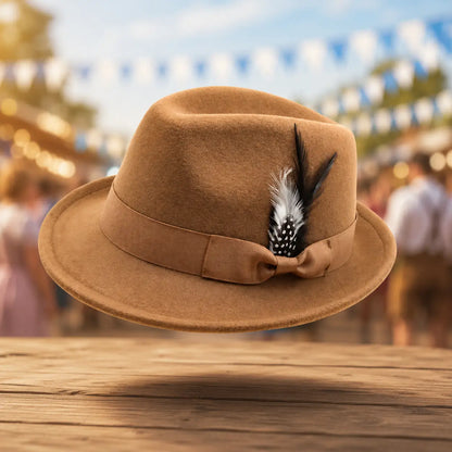 Oktoberfest Hut aus Filz für Damen & Herren mit Feder