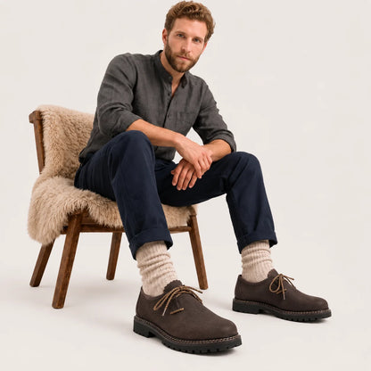 Haferlschuhe Herren Grau aus Nubukleder | Schuhe fürs Oktoberfest