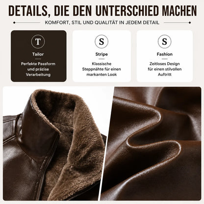 Herren Lederjacke Vintage mit Fleece | Warme PU Winterjacke