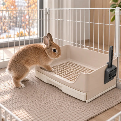 Kaninchentoilette mit Schublade | Leicht zu reinigen