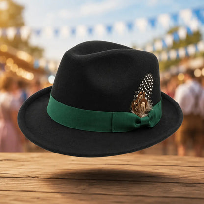 Oktoberfest Hut aus Filz für Damen & Herren mit Feder