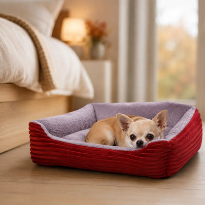 Hundebett Winter | Warmes Plüschbett für Hunde mit hohem Rand