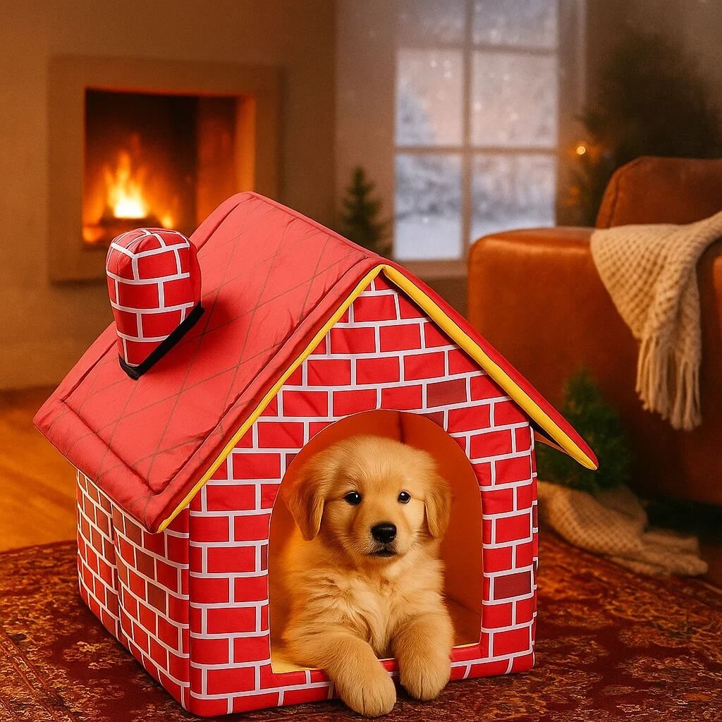 Faltbare Hundehütte im Ziegelstein-Design | gemütlich & robust