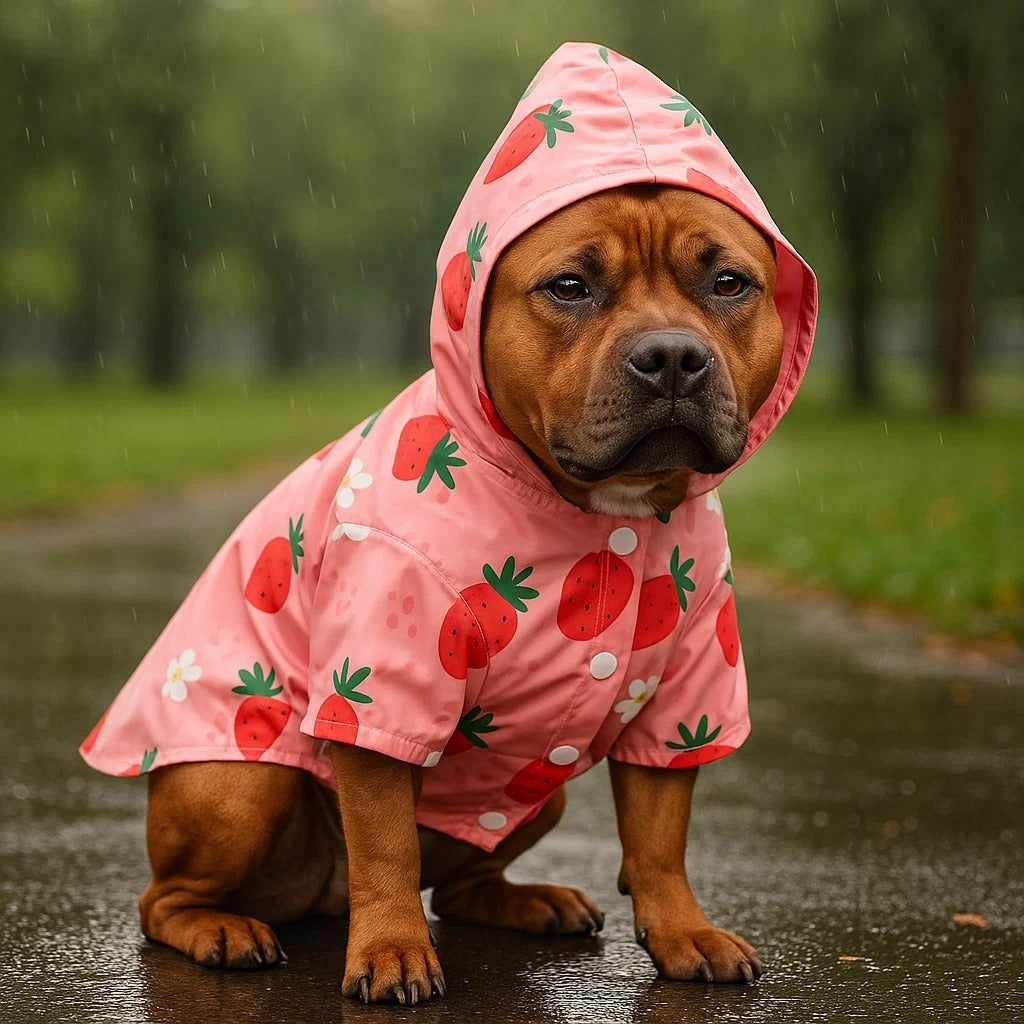 Hundemantel & Hundejacke Erdbeer | Wasserdicht & Süß für Hunde