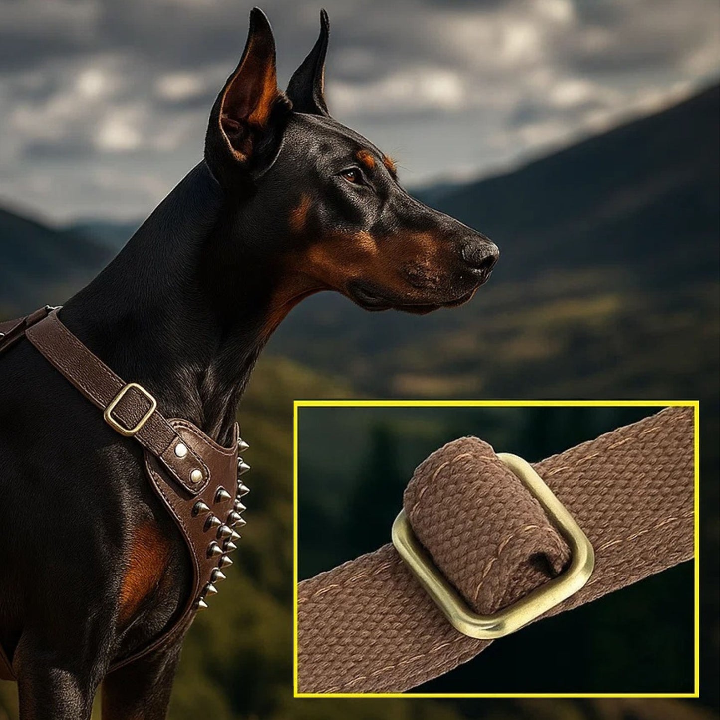 Leder Hundegeschirr | Verstellbares Spiked Geschirr für Hunde