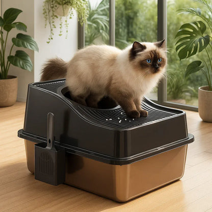 Stainless Steel Cat Litter Box with Lid | Closed & Hygienic Toilet