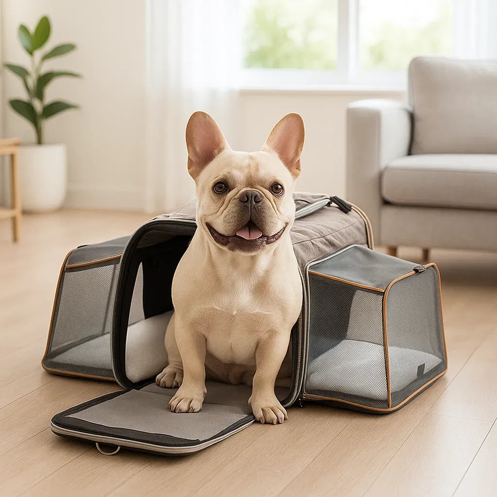 Hundetragetasche mit Rädern | faltbare & belüftete Reisetasche