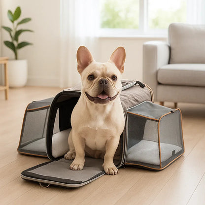 Hundetragetasche mit Rädern | faltbare & belüftete Reisetasche
