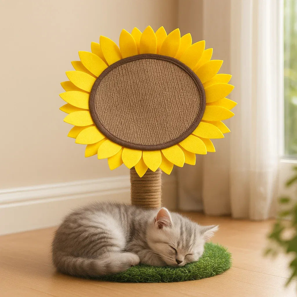 Katzen Kratzbaum Sonnenblume aus Sisal | Spielplatz & Möbelschutz