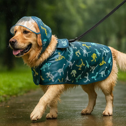 Hundemantel Dino Design | Wasserfeste Regenjacke für Abenteuer im Regen