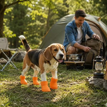 Wasserdichte Hundeschuhe 4er-Set | Rutschfeste Gummistiefel für Hunde