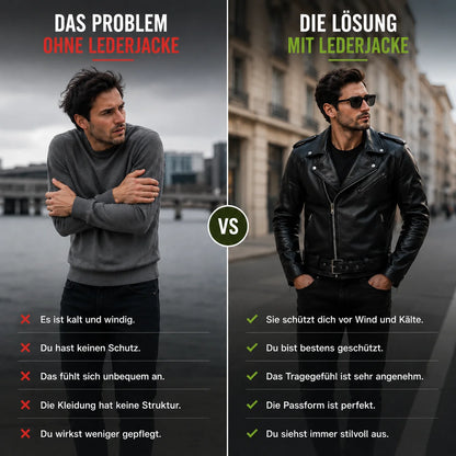 Herren Lederjacke | Vintage Stehkragen Jacke