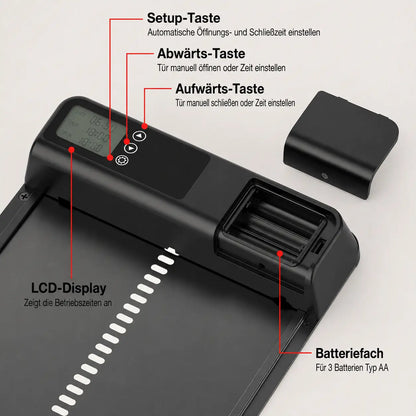 Automatische Hühnerklappe Solar | LCD & Licht-Sensor mit Fernbedienung