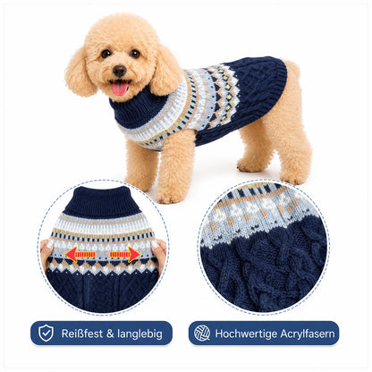 Hundepullover Vintage | Warmer Strickpullover für kleine Hunde