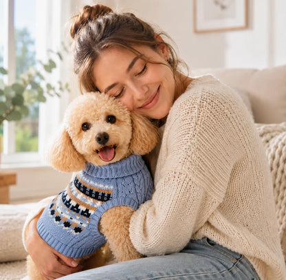 Hundepullover Vintage | Warmer Strickpullover für kleine Hunde